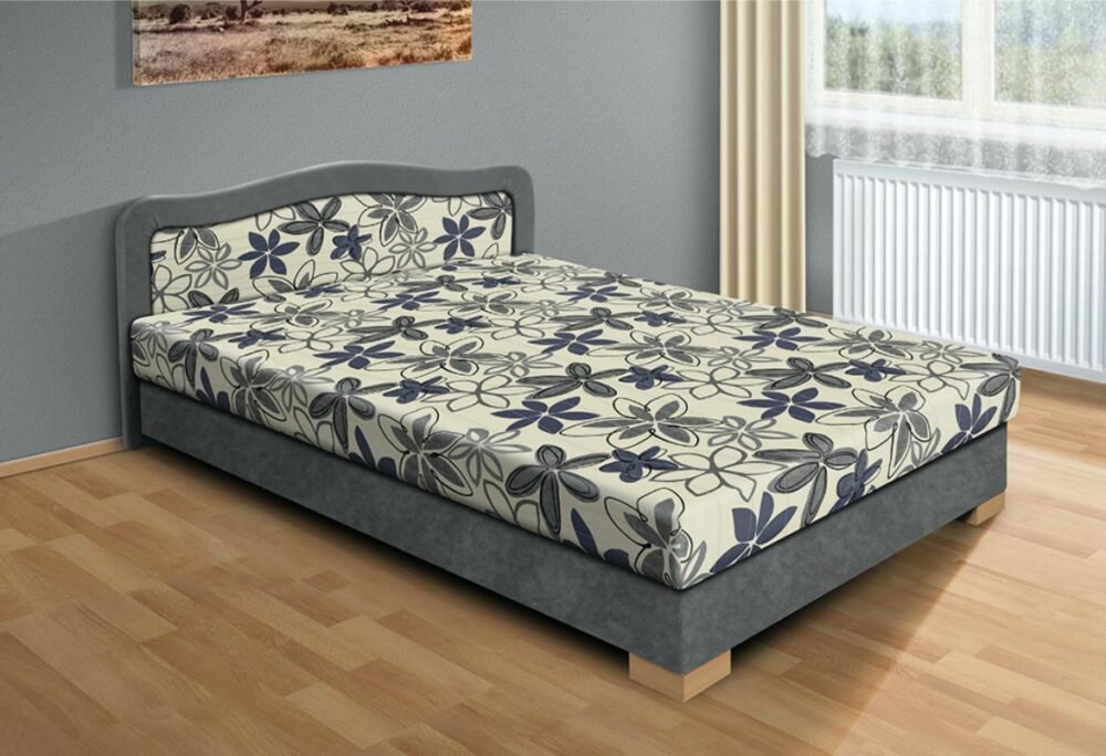 Kasvo Čalouněná postel APOLLO 140 x 200 cm hnědá/hnědý květ